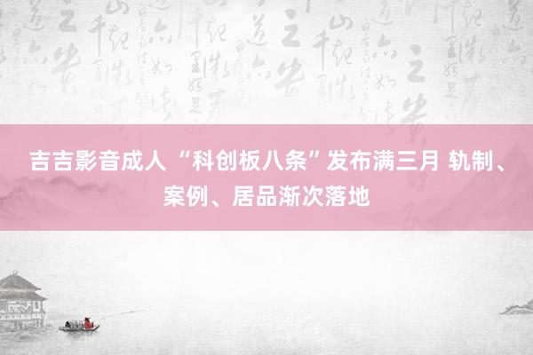 吉吉影音成人 “科创板八条”发布满三月 轨制、案例、居品渐次落地